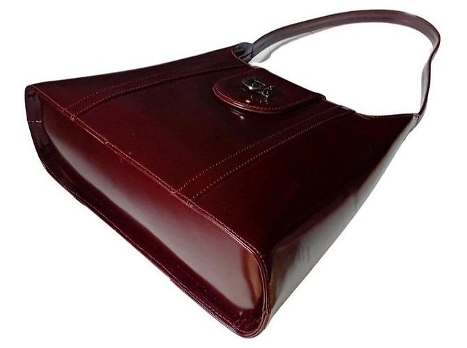 Borsa a tracolla Salvatore Ferragamo Gancini in pelle vernice Marrone Rosso - vista 6