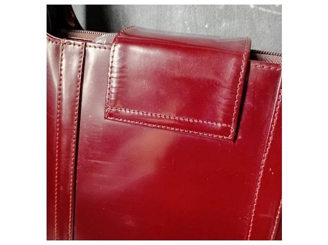 Borsa a tracolla Salvatore Ferragamo Gancini in pelle vernice Marrone Rosso - vista 8