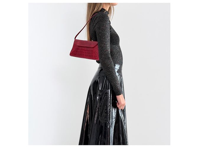 Borsa a Spalla / Clutch in Vero Coccodrillo Rosso Nancy Gonzalez – Pezzo da Collezione - vista 12