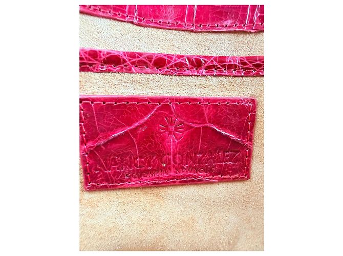 Borsa a Spalla / Clutch in Vero Coccodrillo Rosso Nancy Gonzalez – Pezzo da Collezione - vista 14
