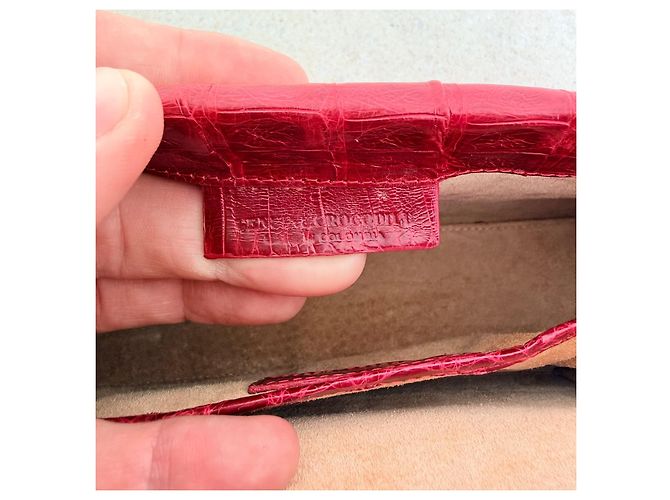 Borsa a Spalla / Clutch in Vero Coccodrillo Rosso Nancy Gonzalez – Pezzo da Collezione - vista 15
