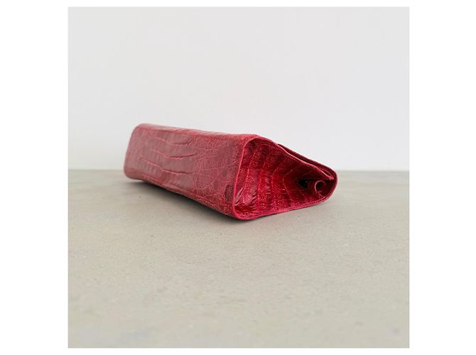 Borsa a Spalla / Clutch in Vero Coccodrillo Rosso Nancy Gonzalez – Pezzo da Collezione - vista 7