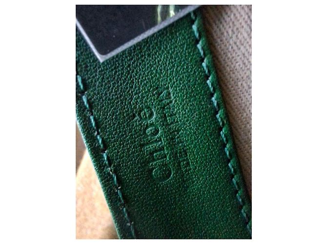 Chloé C Mini Borsa in Pelle Stampa Coccodrillo Verde - vista 6