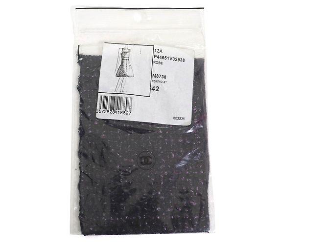 Timeless Chanel Tweed-Kleid Schwarz Lila - Ansicht 11