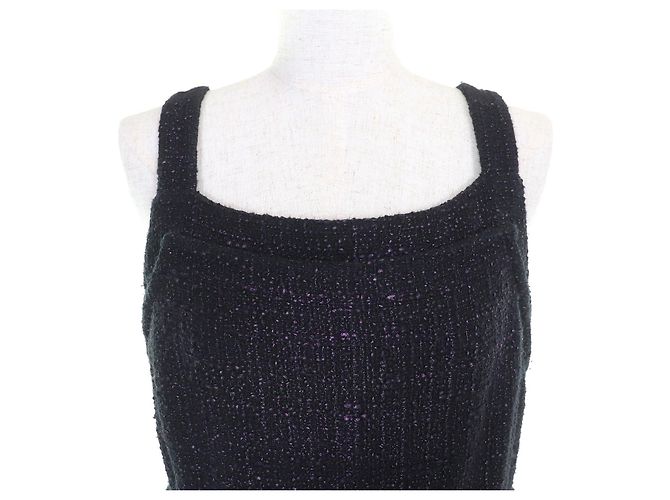 Timeless Chanel Tweed-Kleid Schwarz Lila - Ansicht 4