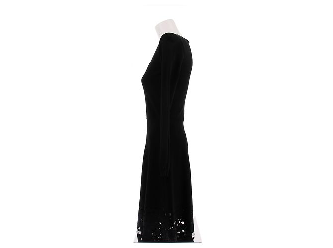 Red Valentino Robe noire fleurs ajourées sur le bas Black - view 4