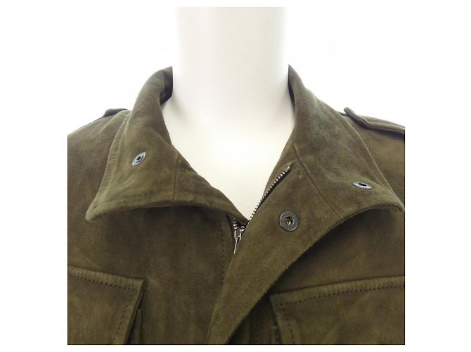 Autre Marque SILENCE Lederjacke aus Ziegenleder Grün Khaki - Ansicht 5