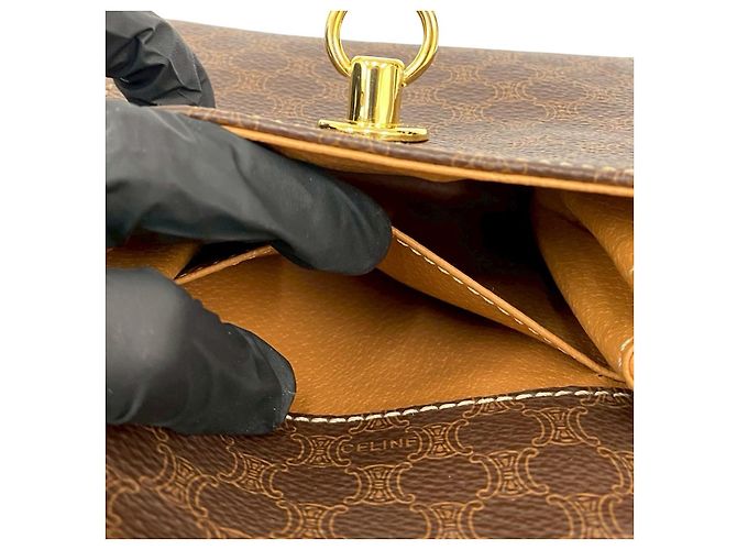 Céline Borsa 2way in pelle Macadam e PVC Celine Marrone - vista 11