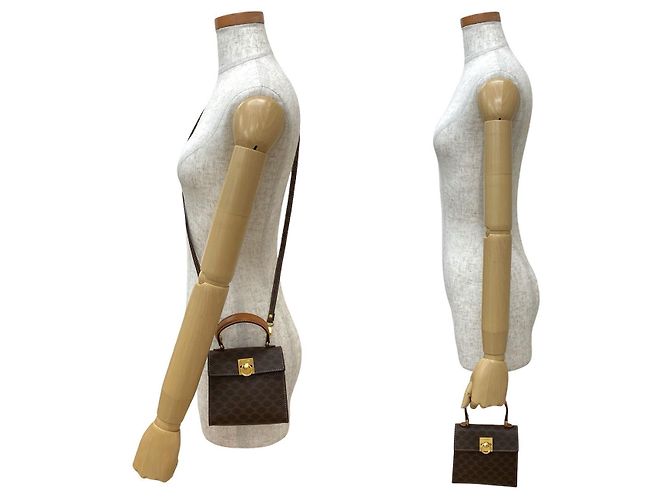Céline Borsa 2way in pelle Macadam e PVC Celine Marrone - vista 3