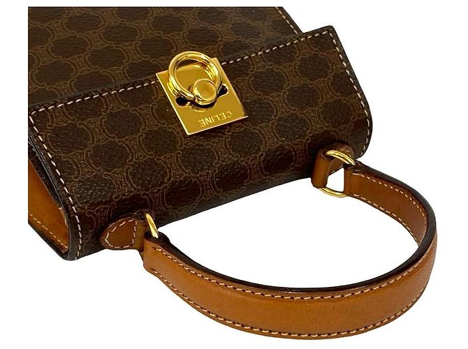 Céline Borsa 2way in pelle Macadam e PVC Celine Marrone - vista 5