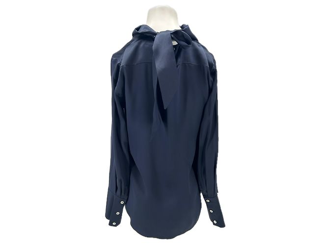 Autre Marque Chemisier en satin bleu marine ATTIRE Taille 36 - vue 2