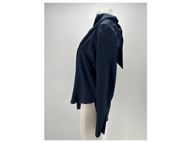 Autre Marque Chemisier en satin bleu marine ATTIRE Taille 36 - vue 3