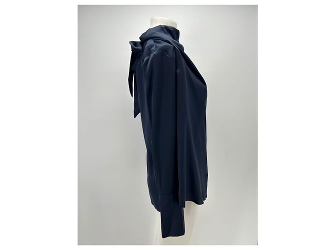Autre Marque Chemisier en satin bleu marine ATTIRE Taille 36 - vue 4