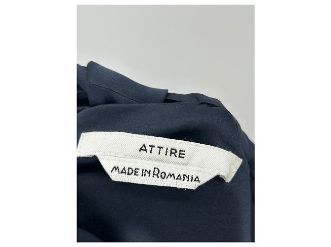 Autre Marque Chemisier en satin bleu marine ATTIRE Taille 36 - vue 5
