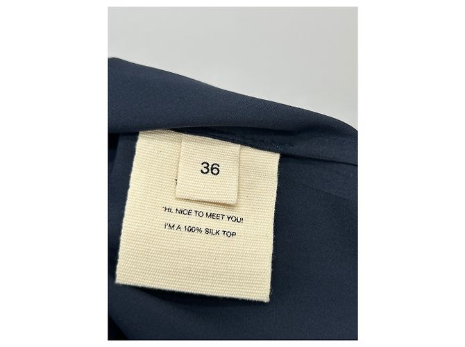 Autre Marque Chemisier en satin bleu marine ATTIRE Taille 36 - vue 6