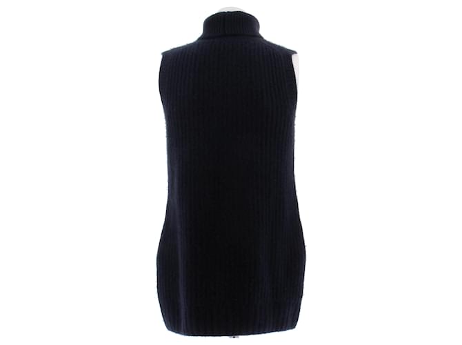 Autre Marque Ärmelloser Rollkragenpullover marineblau - Ansicht 2