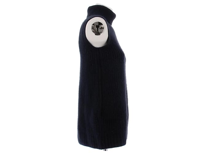 Autre Marque Ärmelloser Rollkragenpullover marineblau - Ansicht 3