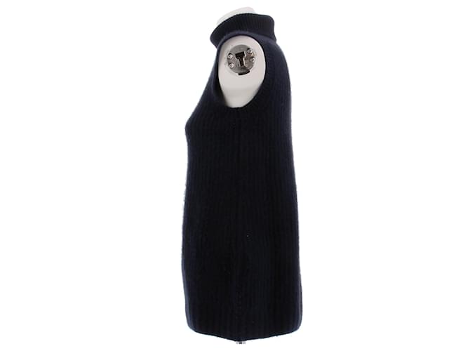 Autre Marque Ärmelloser Rollkragenpullover marineblau - Ansicht 4