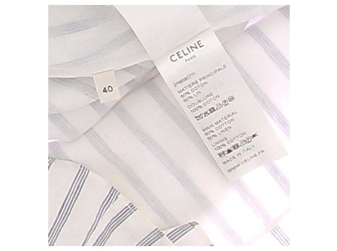Abito chemisier a righe in cotone Céline Bianco - vista 5