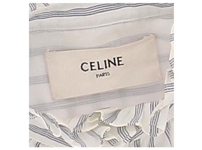 Abito chemisier a righe in cotone Céline Bianco - vista 6