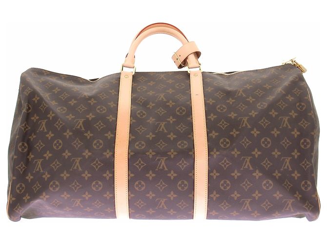 Louis Vuitton Borsa shopper "Keepall 60" in tela marrone - vista 2