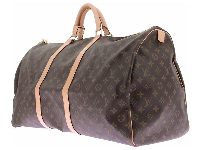 Louis Vuitton Borsa shopper "Keepall 60" in tela marrone - vista 3