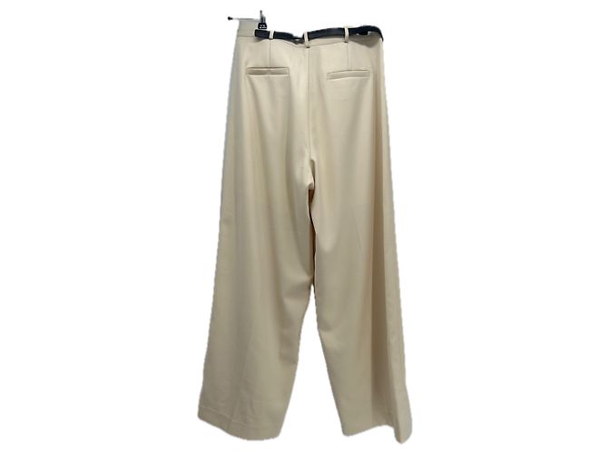 Autre Marque Calça off-white com cinto Bege - vista 2