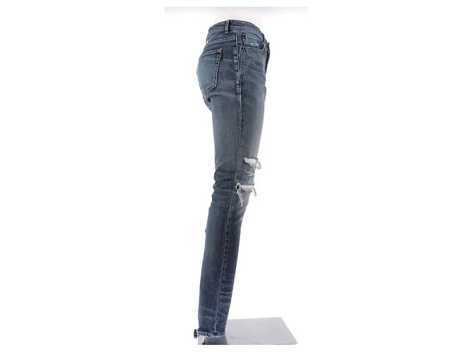 Jean déchiré Saint Laurent bleu en coton taille 29 - vue 3