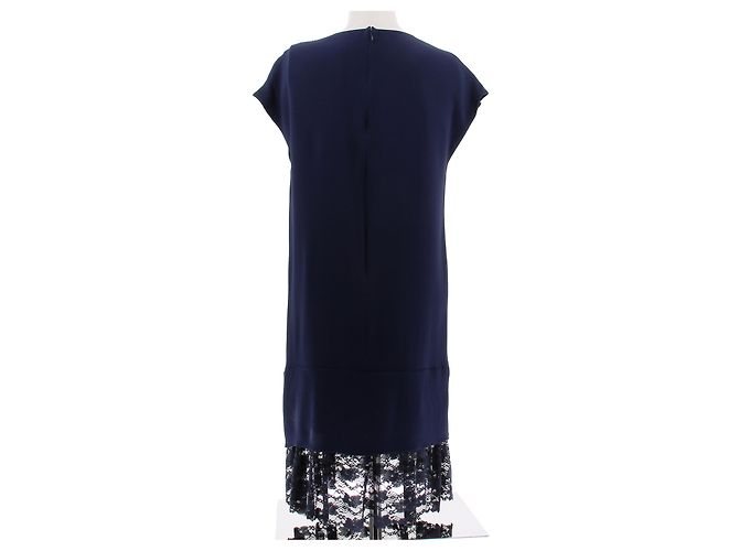 Dior Abito blu scuro senza maniche con pizzo sull'orlo Blu navy - vista 2