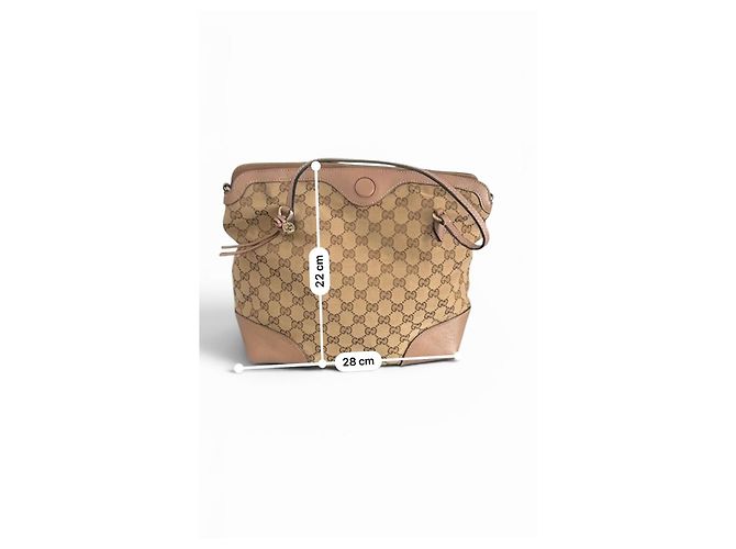 Borsa a mano Gucci in tela monogram GG e pelle Marrone - vista 11