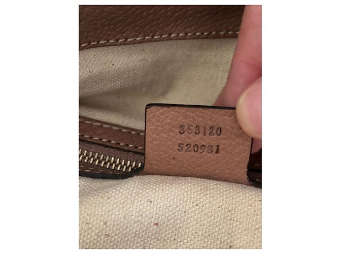Borsa a mano Gucci in tela monogram GG e pelle Marrone - vista 3