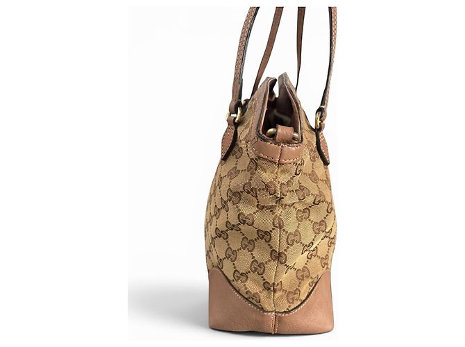 Borsa a mano Gucci in tela monogram GG e pelle Marrone - vista 6