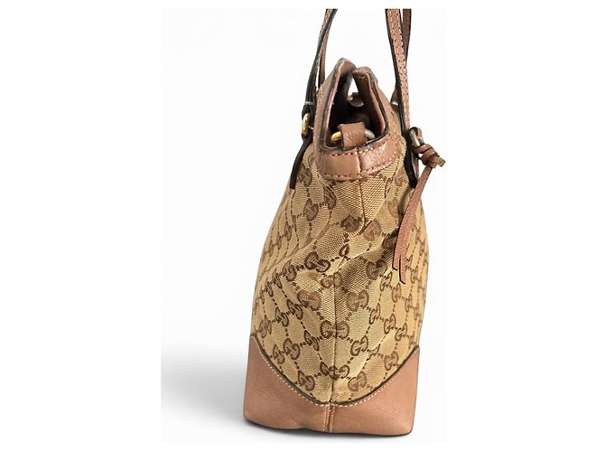 Borsa a mano Gucci in tela monogram GG e pelle Marrone - vista 7