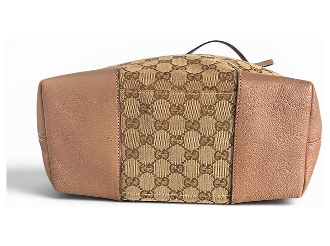 Borsa a mano Gucci in tela monogram GG e pelle Marrone - vista 8