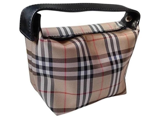 Burberry Haymarket Check Mini Borsa Nero Beige - vista 3