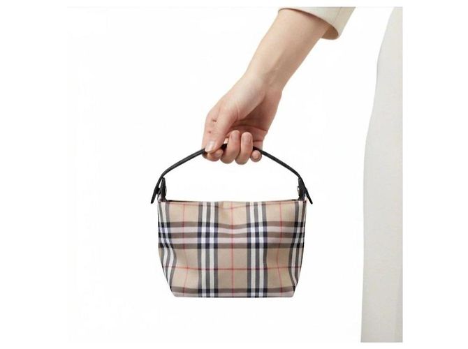 Burberry Haymarket Check Mini Borsa Nero Beige - vista 6