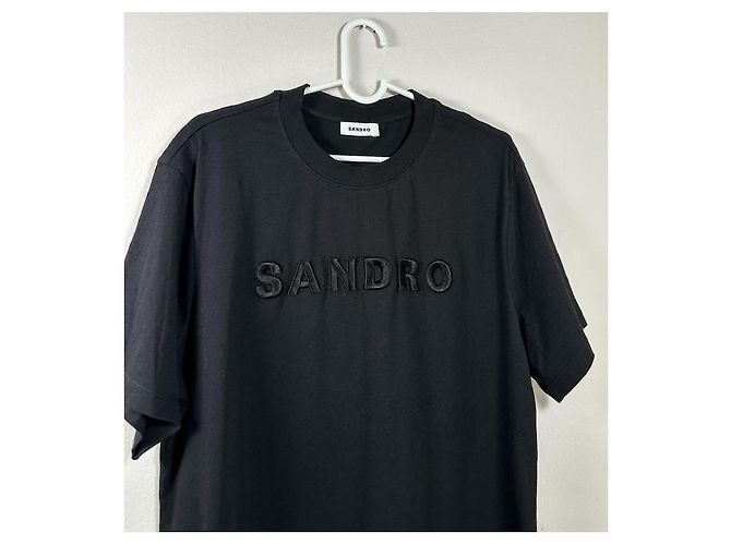 Sandro T-shirt nera logo ricamato Nero - vista 2