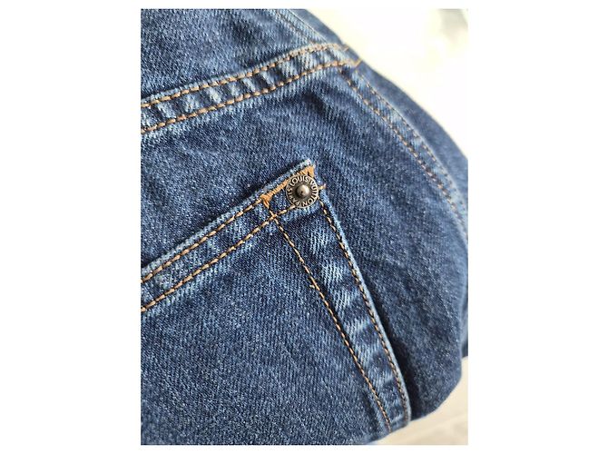 Louis Vuitton Jeans Rectos Monogram Patch Castaño Azul - vista 13