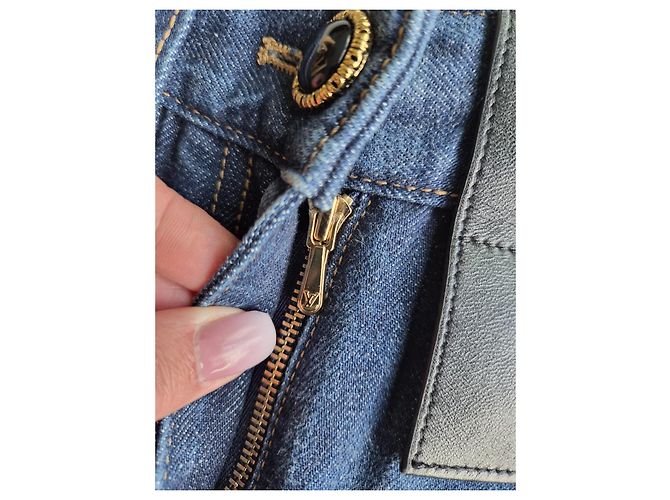 Louis Vuitton Jeans Rectos Monogram Patch Castaño Azul - vista 4
