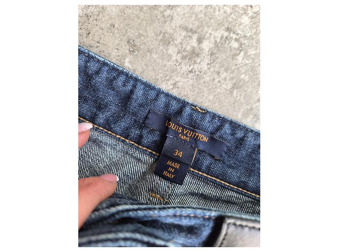 Louis Vuitton Jeans Rectos Monogram Patch Castaño Azul - vista 5