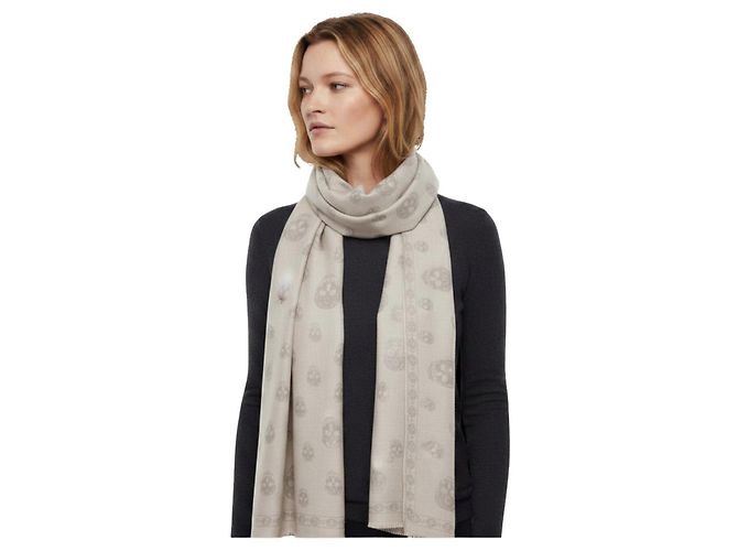 Alexander McQueen Sciarpa in seta con stampa skull Bianco - vista 2