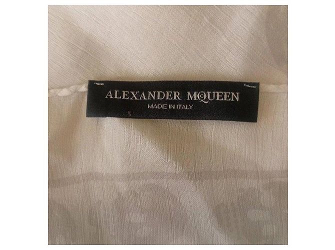 Alexander McQueen Sciarpa in seta con stampa skull Bianco - vista 3