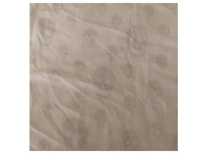 Alexander McQueen Sciarpa in seta con stampa skull Bianco - vista 7