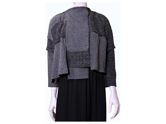 Comme Des Garcons Comme des Garçons Abito in maglia patchwork e plissettato Nero Grigio - vista 3