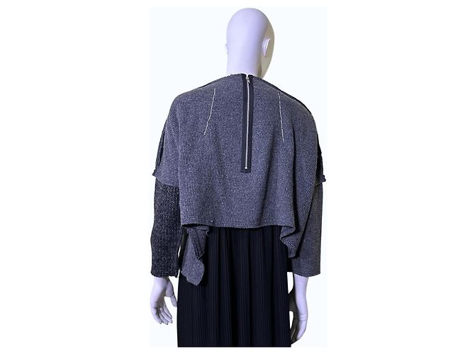 Comme Des Garcons Comme des Garçons Abito in maglia patchwork e plissettato Nero Grigio - vista 6