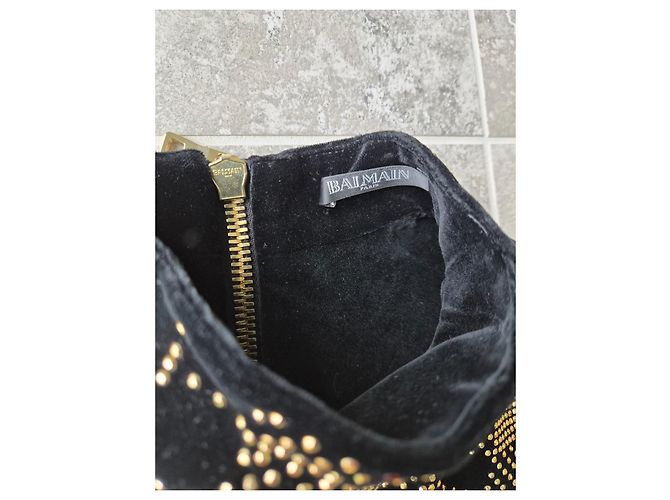 Balmain Abito corto a quadri con borchie Nero Rosso D'oro - vista 5