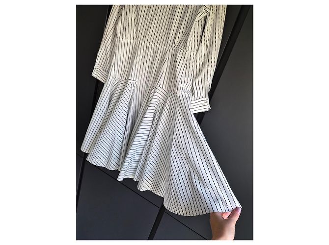 Alaïa Vestido Camisero a Rayas de Algodón Negro Blanco - vista 10