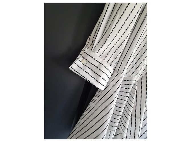 Alaïa Vestido Camisero a Rayas de Algodón Negro Blanco - vista 3