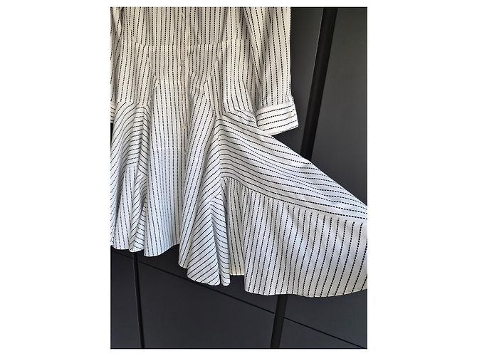 Alaïa Vestido Camisero a Rayas de Algodón Negro Blanco - vista 4