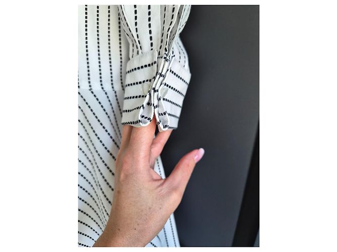 Alaïa Vestido Camisero a Rayas de Algodón Negro Blanco - vista 7